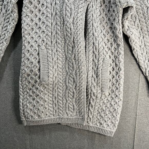 Aran Craft Merino Wool Women's Sweater Button Coller Soft Grey Size X-Small - Picture 4 of 11